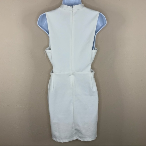 NEW Forever 21 White Cutout Bodycon Dress Mock Neck Sleeveless Stretch Large - Picture 11 of 11